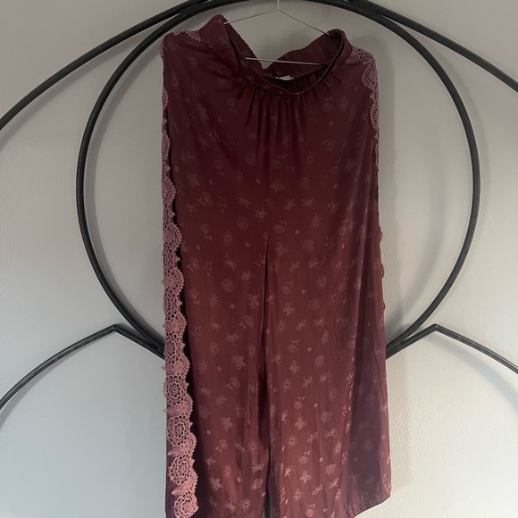 Free People What’s Good Lounge Pants - Plum Purple Silky Wide Leg Intimately - Picture 4 of 5